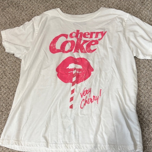 Coca Cola Cherry Coke Graphic Tee in White and Pink - Picture 1 of 3